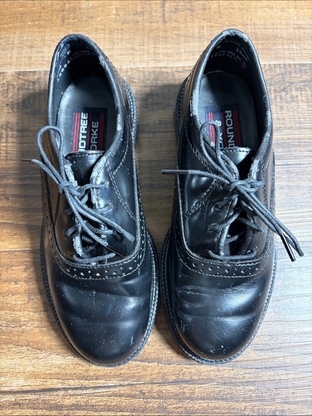Roundtree & Yorke Black Kids Lace-Up Wingtip Dress Shoes